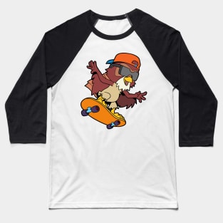 Comic owl rides skateboard Baseball T-Shirt